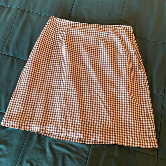 Talbots Cream and Brown Checkered Skirt Size 4 - Picture 3 of 7